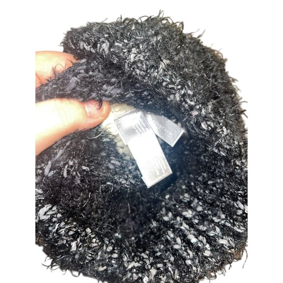 Charter Club Women's Mixed Media Chenille Cuff Beanie Hat Black Ivory Retail $40 - Picture 6 of 8